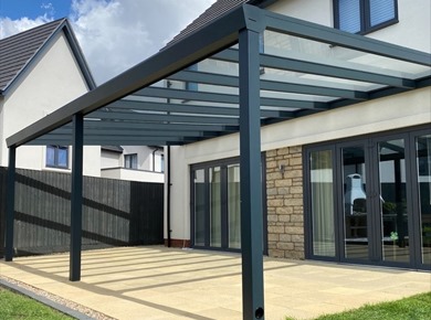 Anthracite Grey Garden Veranda with Glass Roof