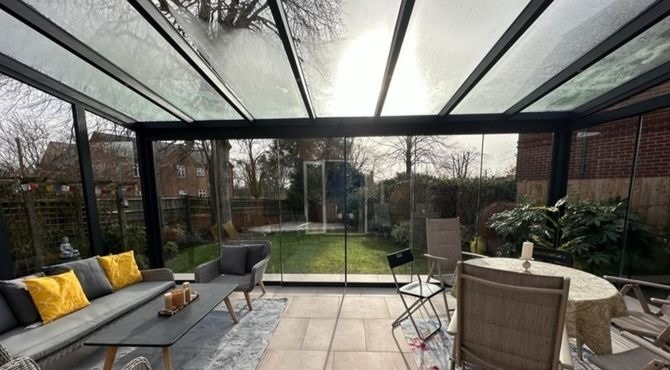 Stunning White Glass Roof Garden Veranda Stunning White Glass Roof Garden Veranda