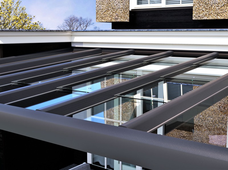 Sliding glass roof